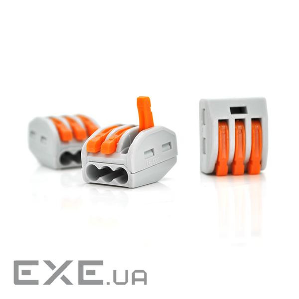 Клема з натискними затискачами 3-провідна WAGO K222-413 для розподільних коробок, 3-pin, сіро-ора