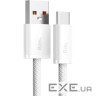 Дата кабель USB 2.0 AM to Type-C 1.0m 5A White Baseus (CALD000602)