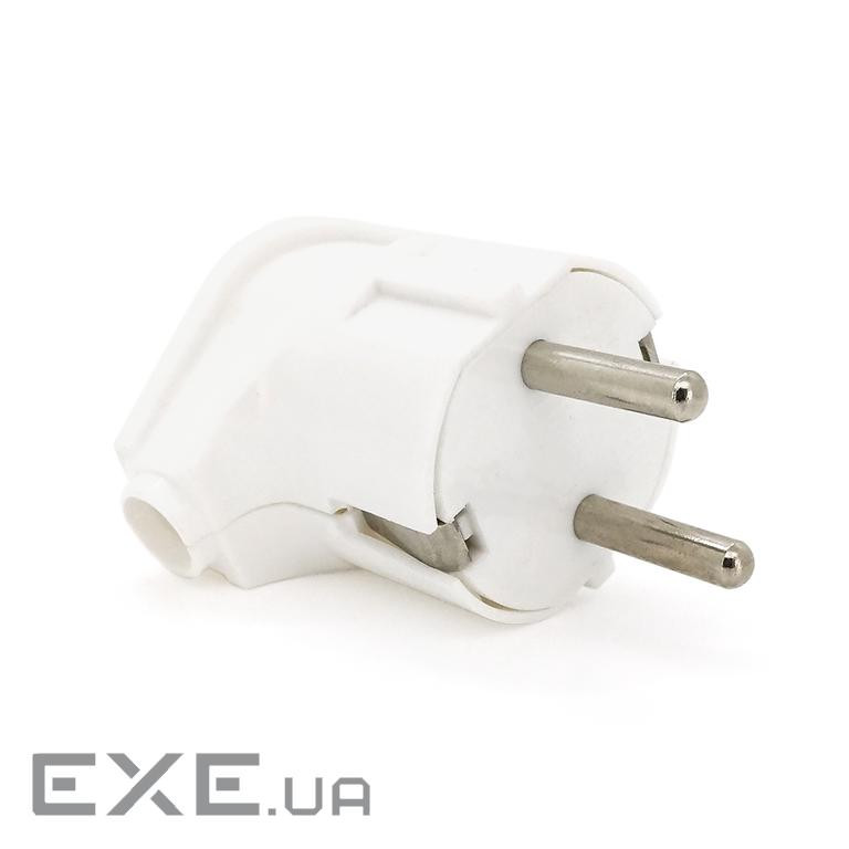 Вилка із заземленням кутова , 16A 250V A105, White, Q24