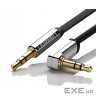 Кабель AUX звуковий, 3.5 мм (M) - 3.5 мм (M), 2 м, Black, Ugreen AV119, кутовий роз"єм (10599_AV119)