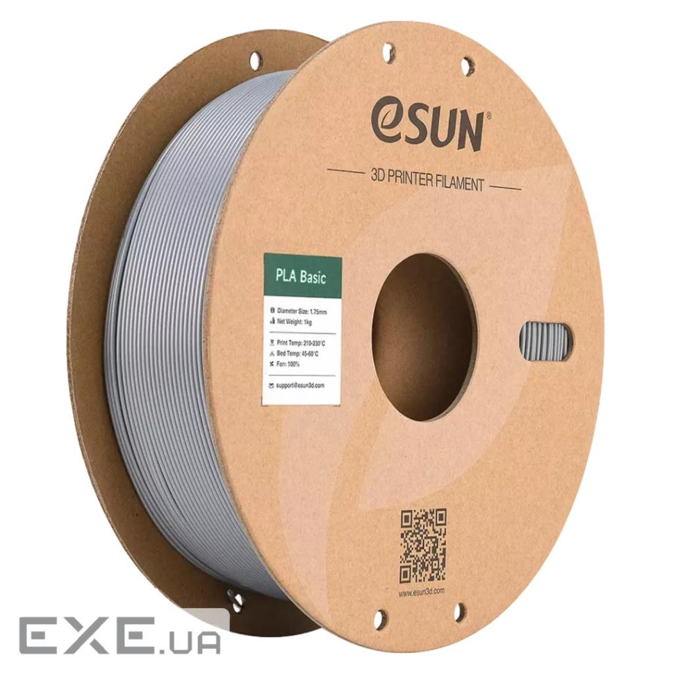 Пластик для 3D-принтера eSUN PLA BASIC 1,75mm 1kg SILVER (PLA-BASIC175S1P1)
