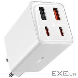 СЗУ Baseus GaN6 Pro Fast Charger 2 Type-C + 2 USB 65W white (P10162701213-00)