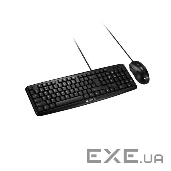 Комплект (клавіатура, миша) Canyon CNE-CSET1-RU USB Black