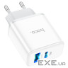 Мережевий зарядний пристрій HOCO C105A Stage dual port PD20W+QC3.0 charger White (6931474782946)