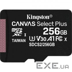 Карта пам'яті KINGSTON microSDXC Canvas Select Plus 256GB UHS-I U3 V30 A1 Class 10 (S (SDCS2/256GBSP)