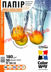 Фотопапір ColorWay глянцевий A4 180г/ м, (50 листків) ПГ180-50 (.PG180050A4)