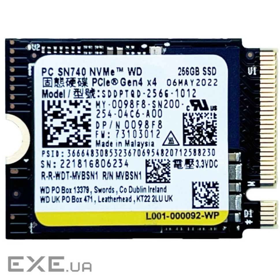 Накопичувач SSD M.2 2230 256GB SN740 WD (SDDPTQD-256G)