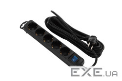 Мережевий подовжувач 2E 5XSchuko з вимикачем, 5м , black (2E-U05ES15M5BK)