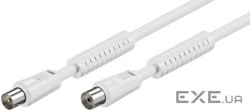 Кабель антенний-подовжувач RF:Coaxial M/F 5.0m,75 Ohm D=5.3mm 2xShielded 80dB F,білий (75.05.0725-1 (75.05.0725-1