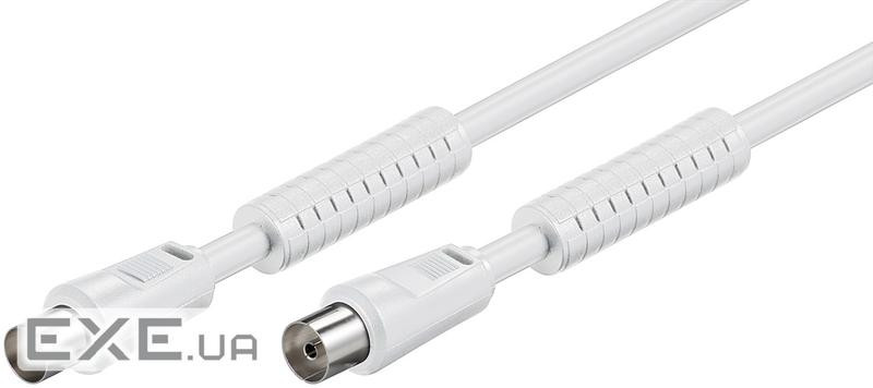 Кабель антенний-подовжувач RF:Coaxial M/F 5.0m,75 Ohm D=5.3mm 2xShielded 80dB F,білий (75.05.0725-1 (75.05.0725-1