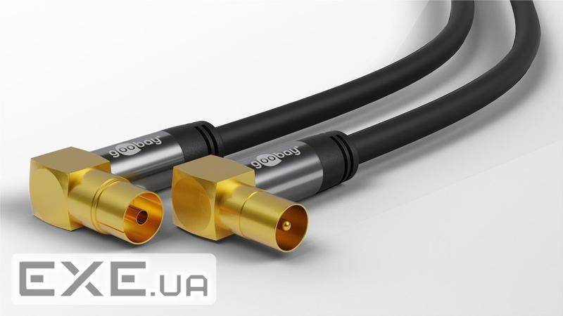 Кабель антенний-підовжувач RF: Coaxial M/F 5.0m,+M/M 90?/90? D=8.0mm 4xShield Cu,чорний (75.07.0466-