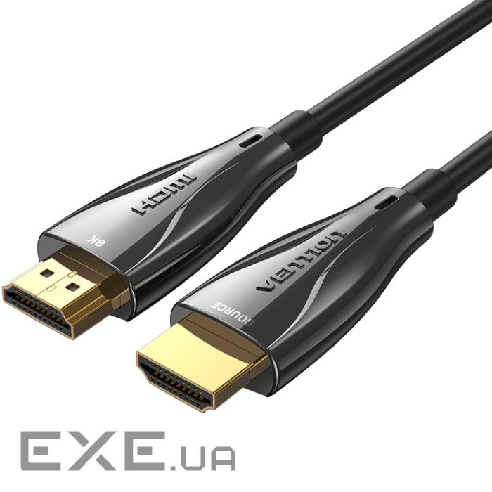 Кабель HDMI M - M, 15.0 м, V2.1, Optical 8K 60Гц 48Gbps Dolby 7.1 TPE Black Zinc Alloy Venti (ALBBN)