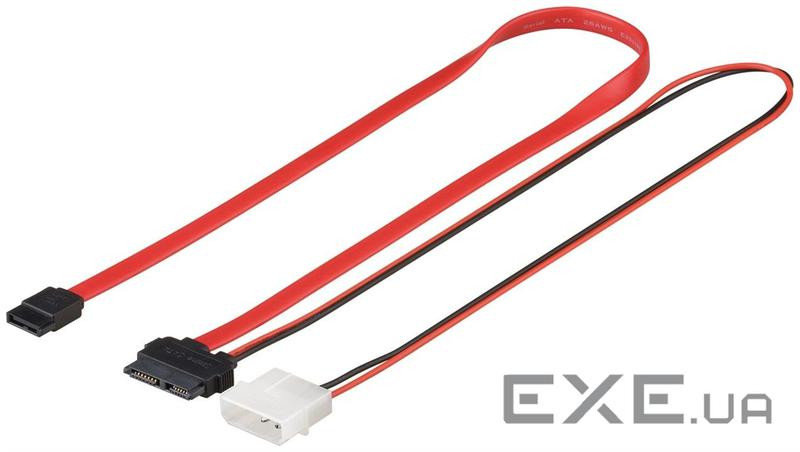 Перехідник накопичувача SATAslim 13p-7p M/M,+Molex 0.30m AWG26 5V,різнобарвний (75.09.5713-1) (75.09.5713-1)
