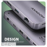 Концентратор AXAGON USB-C 12-in-1 HDMI + DisplayPort + RJ45 1000Mbps + PD100W aluminum gray (HMC-12GM2)