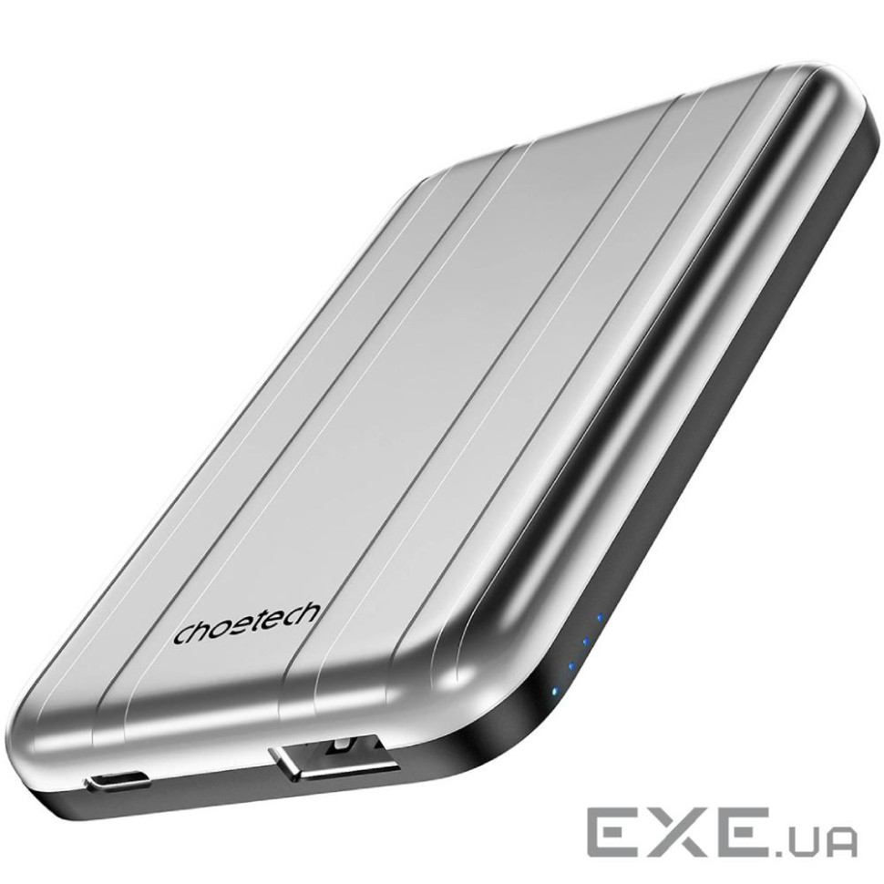УМБ Choetech Magnetic Wireless 5000mAh 10W, USB-A,USB-C In/Out B655 mini silver (6932112104779)