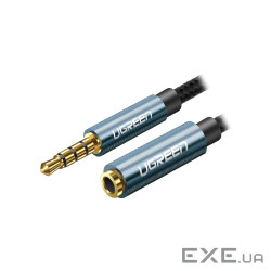 Кабель мультимедійний 3.5mm M to 3.5mm F 2.0m AV118 blue Ugreen (40675)