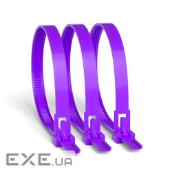 Стяжка багаторазова 250х8.0 мм, 100 шт, фіолетова (INCT-25080U-VL) (INCT-25080U-VL)