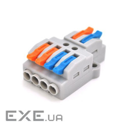 Клемна колодка з натискними затискачами 2х4-дроти PCT-424 для розподільних коробок (PCT-424 cіра) )