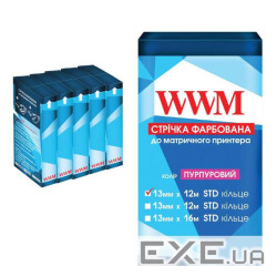 Стрічка до принтерів 13мм х 12м STD к. Purple*5шт WWM (R13.12SP5)