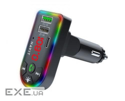 FM модулятор Havit HV-FM813BT 2USB+USB-C RGB Black (HV-FM813BT Black)