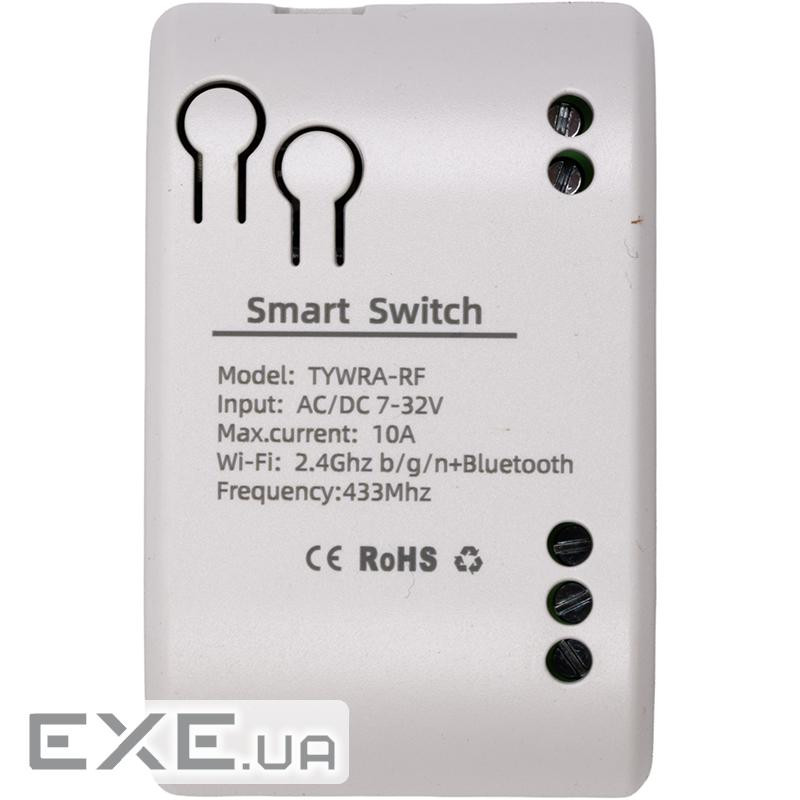 Розумний перемикач TUYA 1-канальний, Wi-Fi, RF, 10A, DC 7-32V (HS084004)