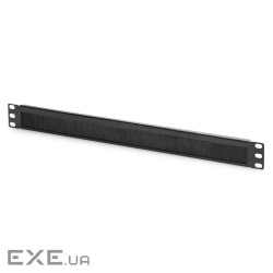 Horizontal cable brush management panel 1U 19", metal, black (RAL 9005) (DN-97661)