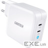 Зарядний пристрій CHOETECH PD6008 100W 2xUSB-C PD3.0, QC3.0 GaN Wall Charger White