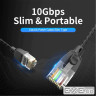 Патч-корд 1м, UTP cat 6A RJ-45 slim black Vention (IBIBF)