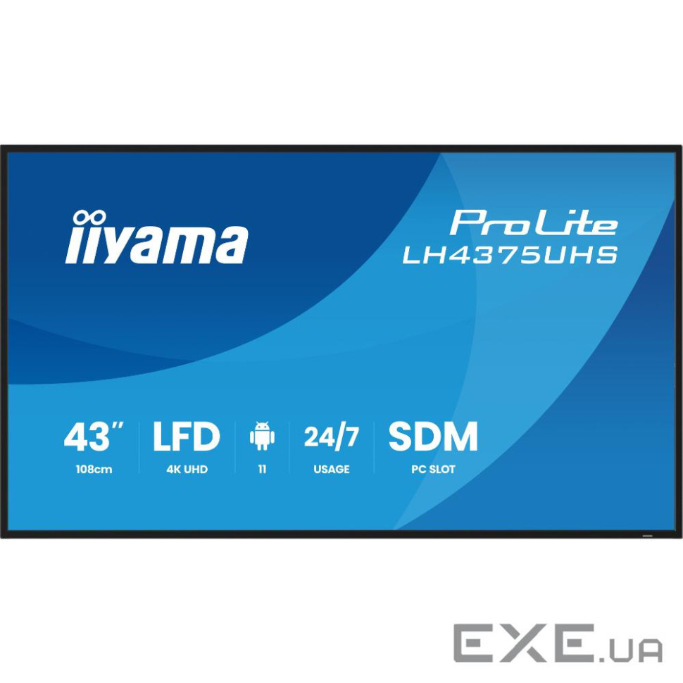 42.5" 16:9 IPS РК дісплей, 3840х2160, 24/7, 500 кд /м2, ОС Android 11, 3xHDMI 2.0/1 (LH4375UHS-B2AG