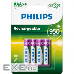 Акумулятор PHILIPS MultiLife AAA 950mAh 4шт/уп (R3/AAA MULTILIFE 950/B4)