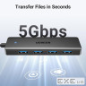 Концентратор Ugreen USB 3.0 to 4хUSB 3.0 0.15m Space Gray CM219 (25851)