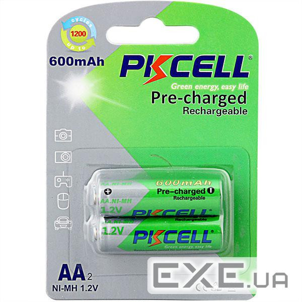 Акумулятор AA 600mAh, 1.2V Ni-MH, RTU rechargeable battery, PKCELL, 2pcs/card (AA600-2B(2pcs/card))