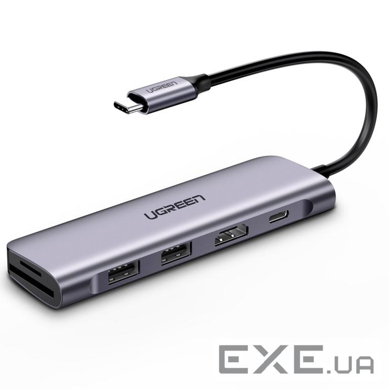 USB-хаб UGREEN USB-C to 2 Ports USB3.0-A Hub + HDMI + TF/SD with PD Power Supply (Space (UGR-70411)