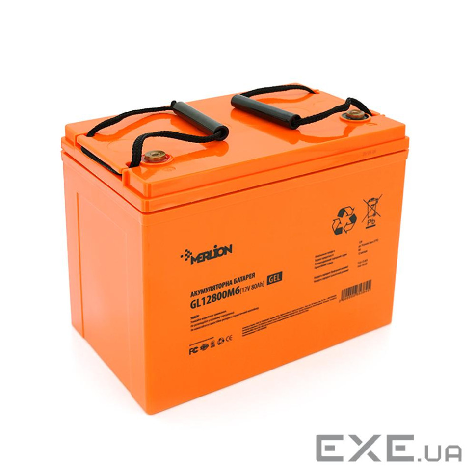 Акумуляторна батарея MERLION GL12800M6 12 V 80 Ah ( 260 x 165 x 210 (215) ) Q1 / 48 (GL12800M6 GEL)