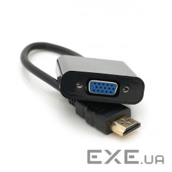 Конвертер HDMI (тато) на VGA (мама) 10cm, Black, 4K / 2K, Пакет Q250 (2777)
