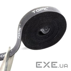Стяжки на липучці ширина 15мм, (TOPK 15мм, рулон 0,5м, чорні, ціна за рулон) )