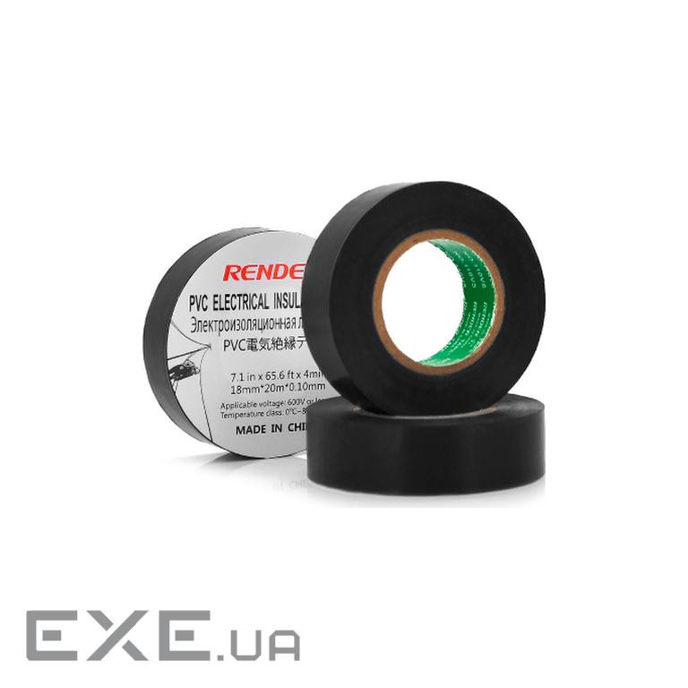 Ізоляційна стрічка Render 0.19 мм*16 мм*7 м Black, temp-10+80С, 2000V, 10 ш (0,19мм*16мм*7м-Bk)