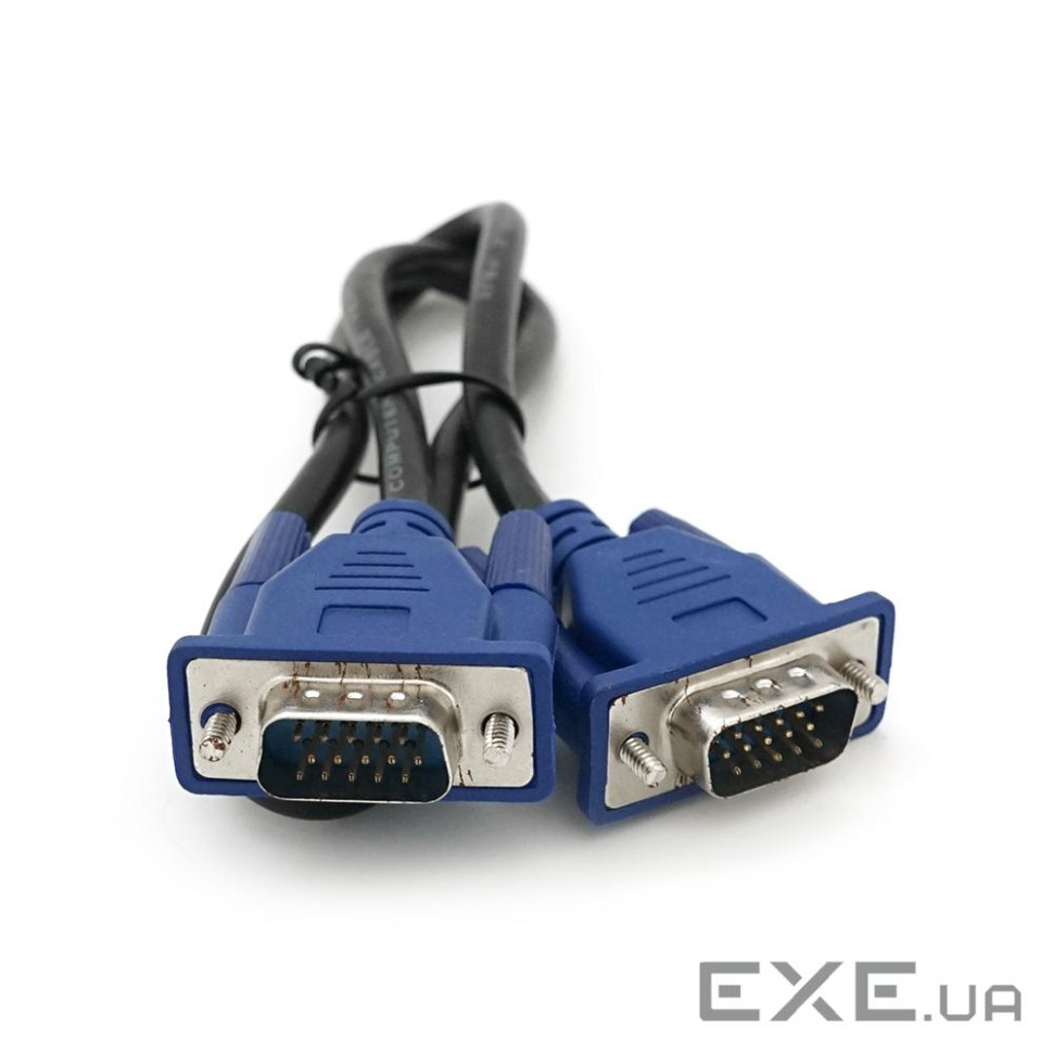 Кабель Merlion VGA 3 + 2 0.5m, male to male (тато-тато), 2 ферита, чорно-с (YT-VGA(M) / (M)3+2-0.5m)