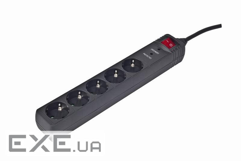 Мережевий фільтр Gembird чорний колір, 1,5 м кабель, 5 розеток (SPG5-C-5)