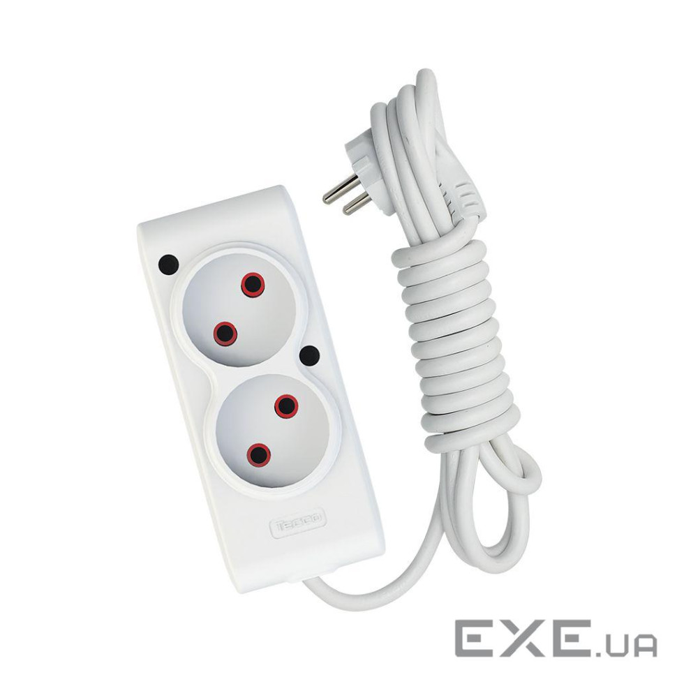 Мережевий подовжувач TECCO 2м 2 поста white (8681277841088)