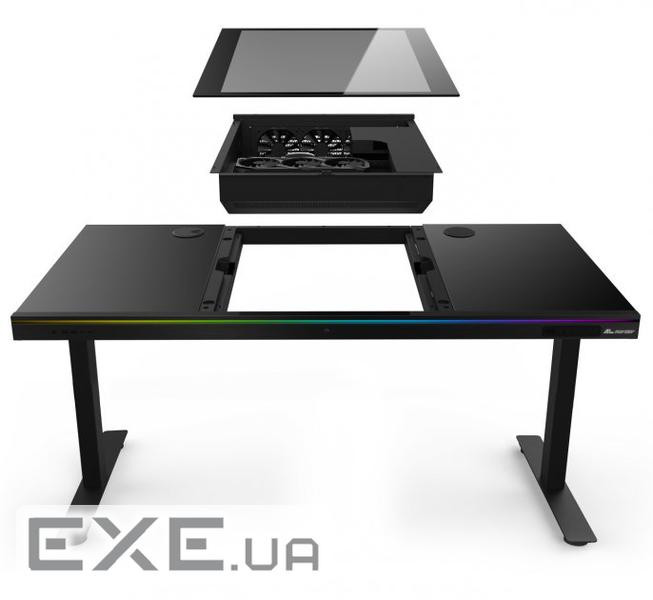 Комп"ютерний стіл ALmordor E140G Black, Gaming Desk, EATX / ATX / Micro ATX, CPU - 135 мм / VGA - 37 / VGA - 37