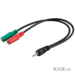 Перехідник Goobay аудіо Jack 3.5mm 4pin-3.5mm 3pinx2 M/F,0.3m (L-R-Gnd-Mic) CTIA (75.05.0467-1)