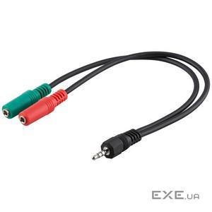 Перехідник Goobay аудіо Jack 3.5mm 4pin-3.5mm 3pinx2 M/F,0.3m (L-R-Gnd-Mic) CTIA (75.05.0467-1)