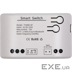 Розумний перемикач TUYA 1-канальний, Wi-Fi, RF, 10A, AC 85-250V (HS084011)