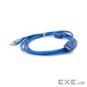 Подовжувач VOLTRONIC USB 2.0 AM/AF, 1.5m, 1 ферит, прозорий синій Q250 (YT-AM/AF-1.5TBL)