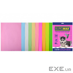Папір Buromax А4, 80g, PASTEL+NEON, 10colors, 20sh (BM.2721720-99)