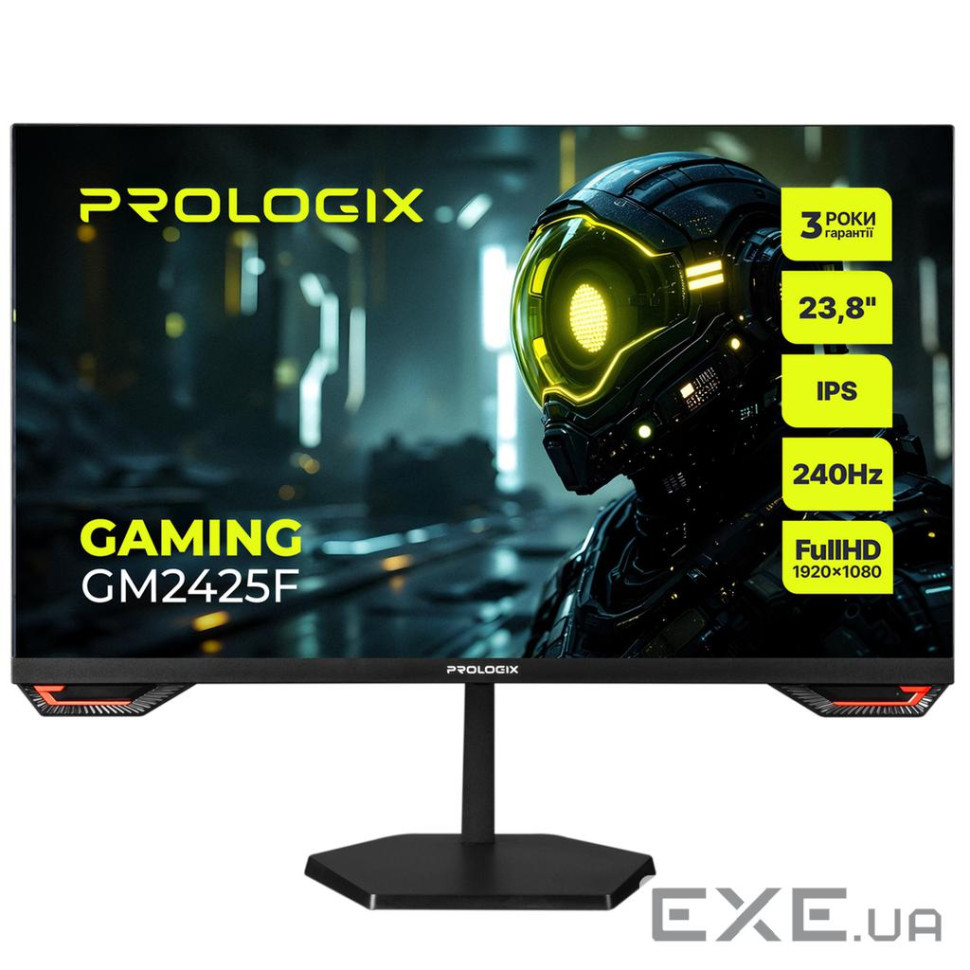 Монитор Prologix Gaming 23.8" GM2425F IPS Black, 1920х1080 (240 Гц), 2 мс, 250 кд/м2, DisplayPort, H