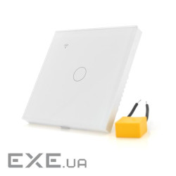 Сенсорний вимикач без заземлення + WiFi керування, одноканальний, білий, 86х86х35мм (17920) (17920)