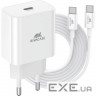 Зарядний пристрій RivaCase 1xUSB Type-C PD 20 Вт кабель Type-C white (PS4101 WD4 (White))