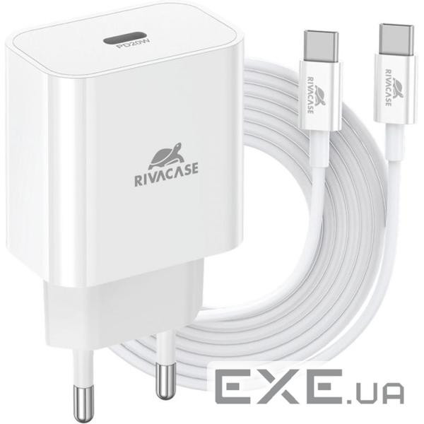 Зарядний пристрій RivaCase 1xUSB Type-C PD 20 Вт кабель Type-C white (PS4101 WD4 (White))